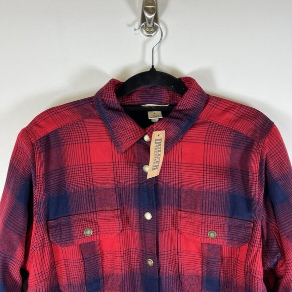 NWT Duluth Trading Co Women's Free Swingin' Lined Flannel Shirt‎ Shacket Plaid L - Picture 2 of 10